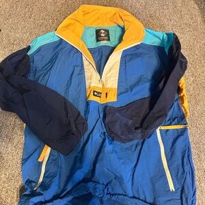 Columbia Blue and Yellow Windbreaker Jacket Size L